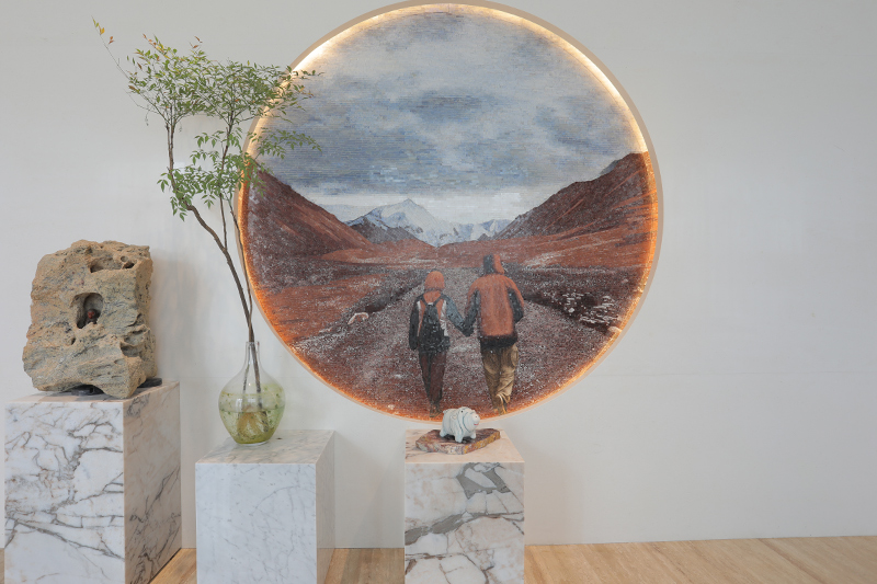 Kunstausstellungsstand & Marmorgemälde